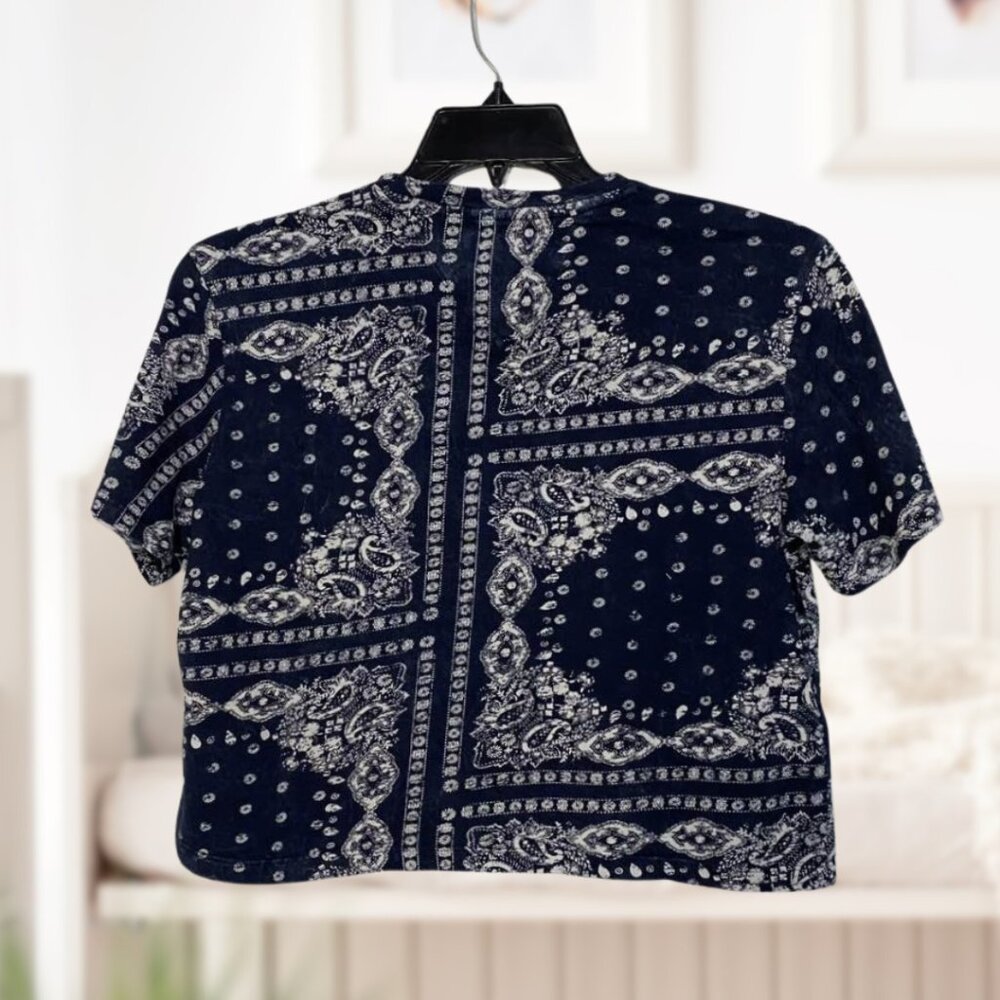 2 for $20 Tommy Jeans Bandana Print Logo Tee Navy Blue Graphic T-Shirt Size XS - Picture 4 of 12
